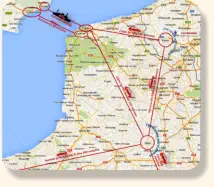 The location of the Somme and Ypres battlefields relative to Calais